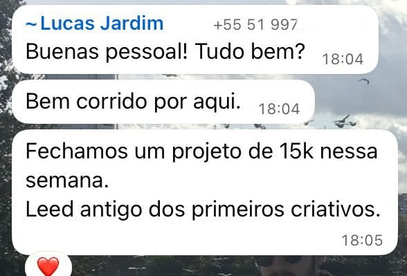 Cliente P1 relatando projeto fechado vindo de lead antigo